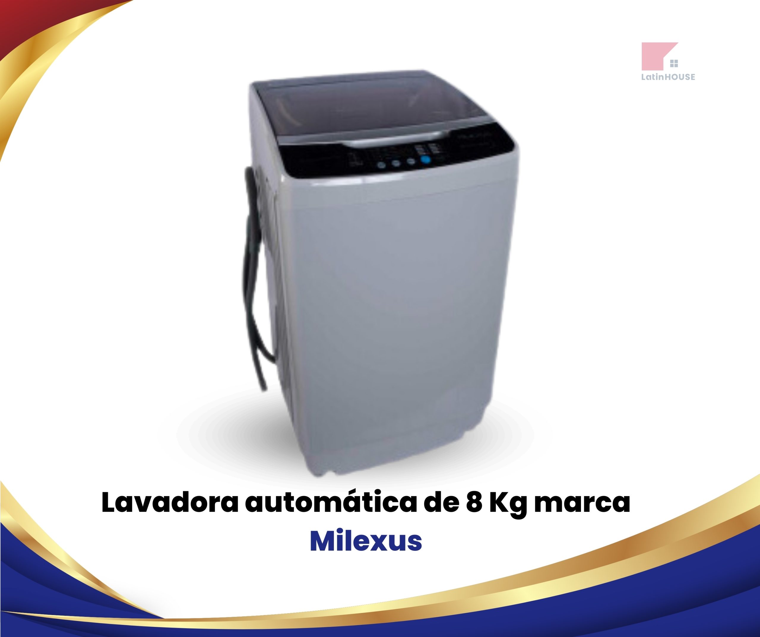 Lavadora automática de 8 Kg marca Milexus*