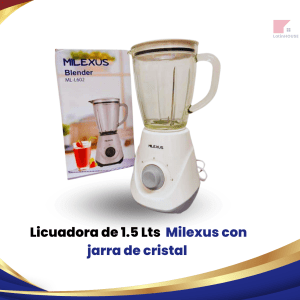 Licuadora Milexus de 1.5 litros con jarra de cristal marca Royal